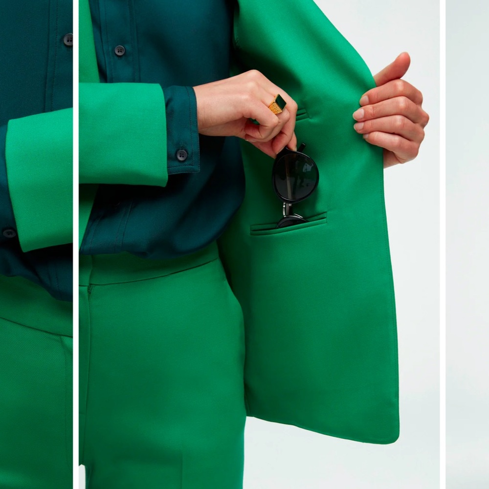 EUC Argent Colorblocked Single Button Blazer Wool Green/Blue Jacket, size 8 - Picture 6 of 15